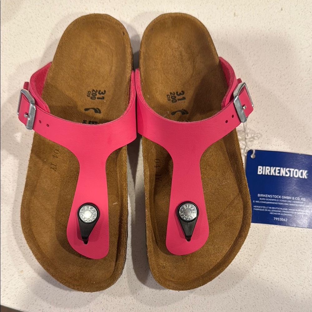 NWT Girls Birkenstock Vibrant Pink Sandals Size 31 Kids Shoes
